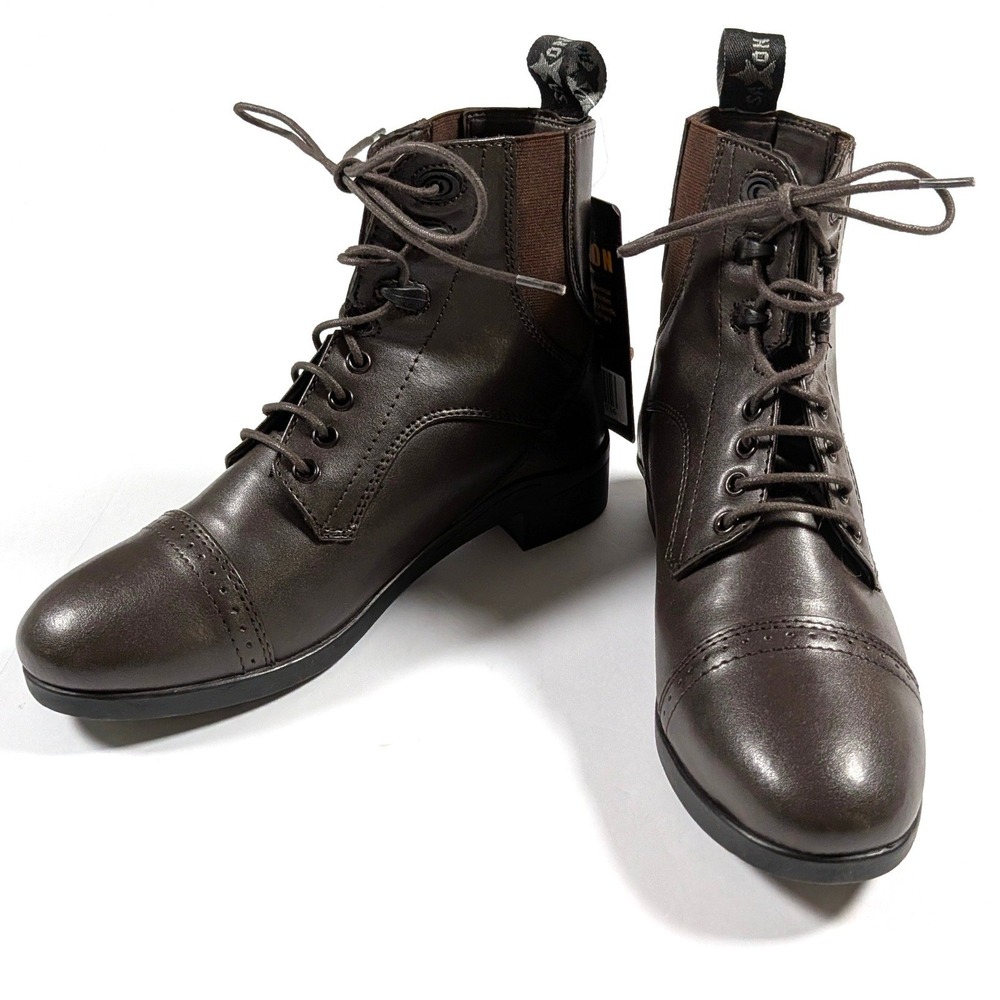 Saxon Syntovia Paddock Boots Lace Up Cap Toe Equestrian Dark Academia Sz 6